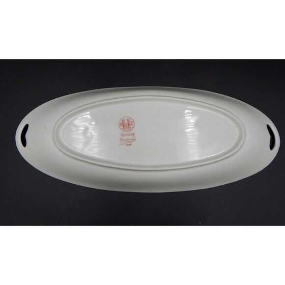 P.V. Vessra Germany Celery Dish Serving Hand-Painted Floral Pastel 13 Inch - Picture 8 of 9